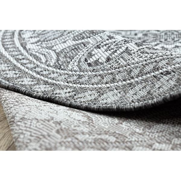 Sisaltæppe SISAL LOFT 21193 hjul BOHO elfenben/sølv/grå, cirkel 120 cm