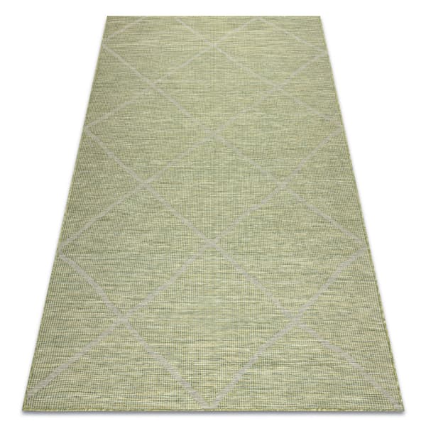 Sisaltæppe SISAL flatbed PATIO diamanter 3075 grøn / beige, 117x170 cm