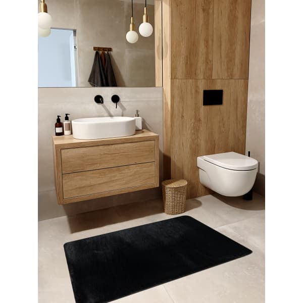 Modern tvättmatta POSH shaggy, plysch, mycket tjock halkskydd svart, 160x220 cm