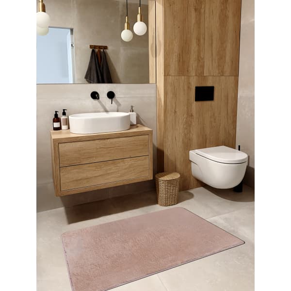 Moderne vask tæppe POSH shaggy, plys, tyk anti-slip lyserød, 50x80 cm