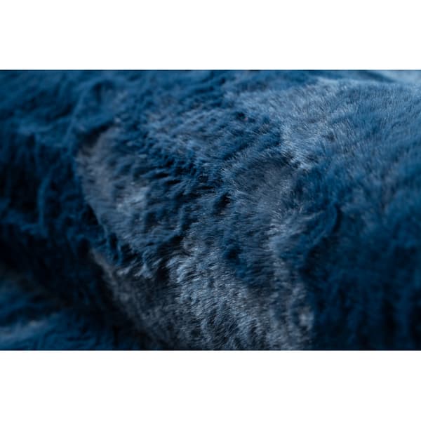 Modern tvättmatta POSH shaggy, plysch, mycket tjock halkskydd mörkblå, 80x150 cm