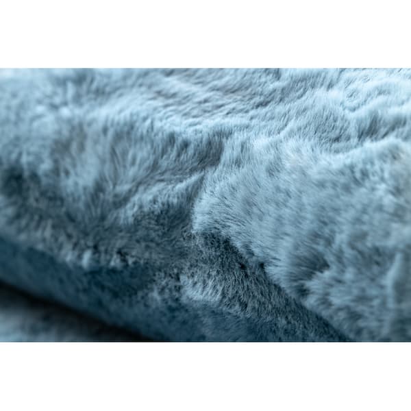 Moderne vask tæppe POSH cirkel shaggy, plys, tyk anti-slip blå, cirkel 80 cm