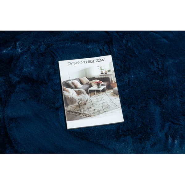 Moderne vask tæppe POSH cirkel shaggy, plys, tyk anti-slip marineblå, cirkel 100 cm