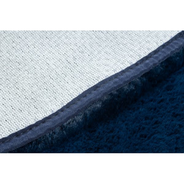Moderne vask tæppe POSH cirkel shaggy, plys, tyk anti-slip marineblå, cirkel 100 cm