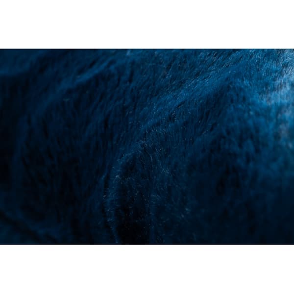 Moderne vask tæppe POSH cirkel shaggy, plys, tyk anti-slip marineblå, cirkel 100 cm