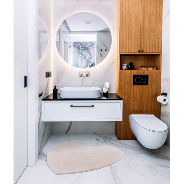Moderne vask tæppe SHAPE 3105 Hjerte shaggy - lyserød plys, anti-slip , 80x80 cm