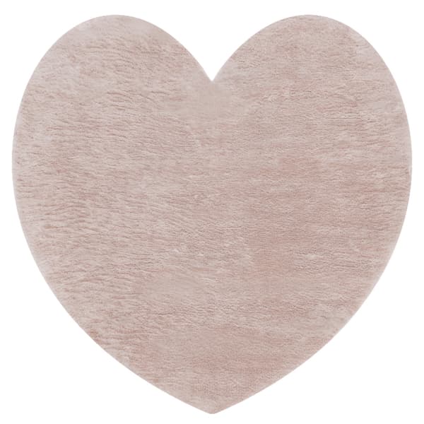 Moderne vask tæppe SHAPE 3105 Hjerte shaggy - lyserød plys, anti-slip , 80x80 cm