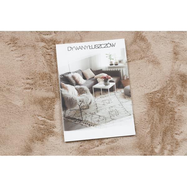 Moderne vask tæppe SHAPE 3105 Hjerte shaggy - beige plys, anti-slip , 80x80 cm