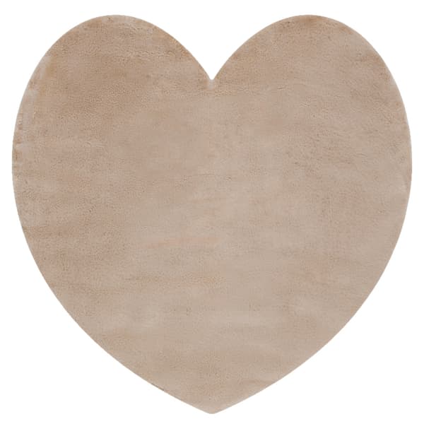 Moderne vask tæppe SHAPE 3105 Hjerte shaggy - beige plys, anti-slip , 80x80 cm