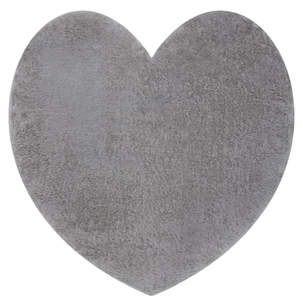 Moderni pesu matto SHAPE 3105 Sydän shaggy - harmaa muhkea liukastumisenesto, 80x80 cm