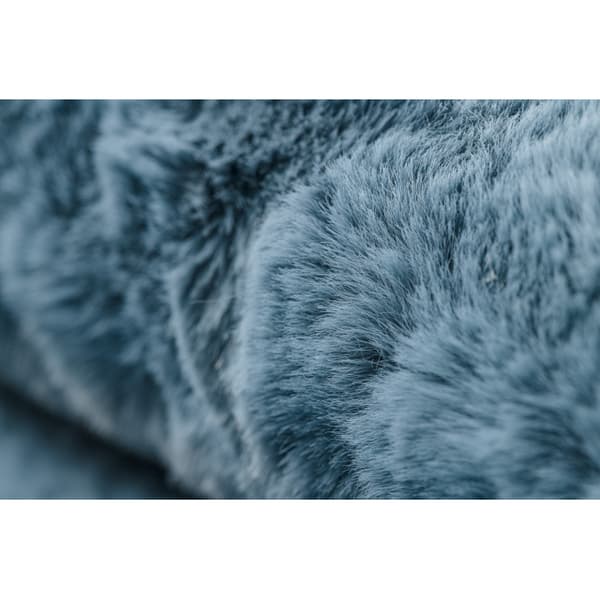 Moderni pesu matto SHAPE 3106 Kukka shaggy - sininen muhkea liukastumisenesto, 80x80 cm