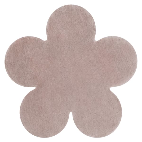 Moderne vask tæppe SHAPE 3106 Blomst shaggy - lyserød plys, anti-slip , 80x80 cm