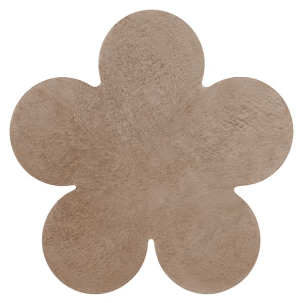Moderni pesu matto SHAPE 3106 Kukka shaggy - beige muhkea liukastumisenesto, 80x80 cm