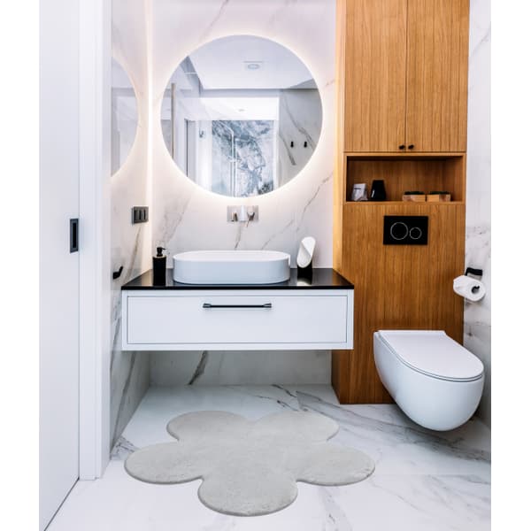 Moderni pesu matto SHAPE 3106 Kukka shaggy - harmaa muhkea liukastumisenesto, 80x80 cm