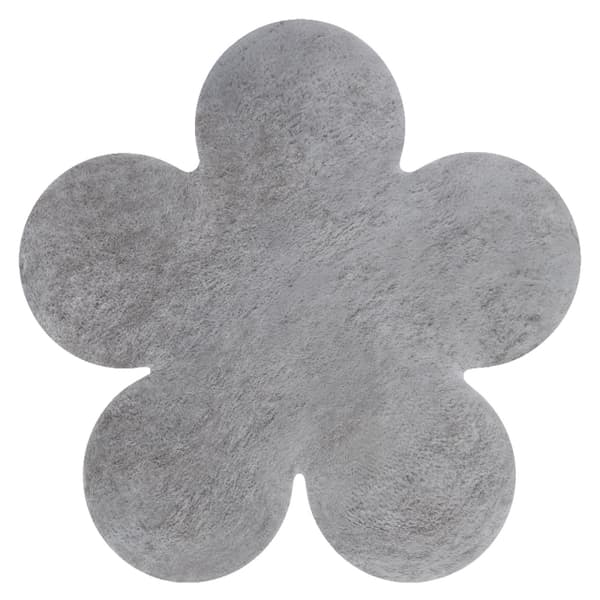 Moderni pesu matto SHAPE 3106 Kukka shaggy - harmaa muhkea liukastumisenesto, 80x80 cm