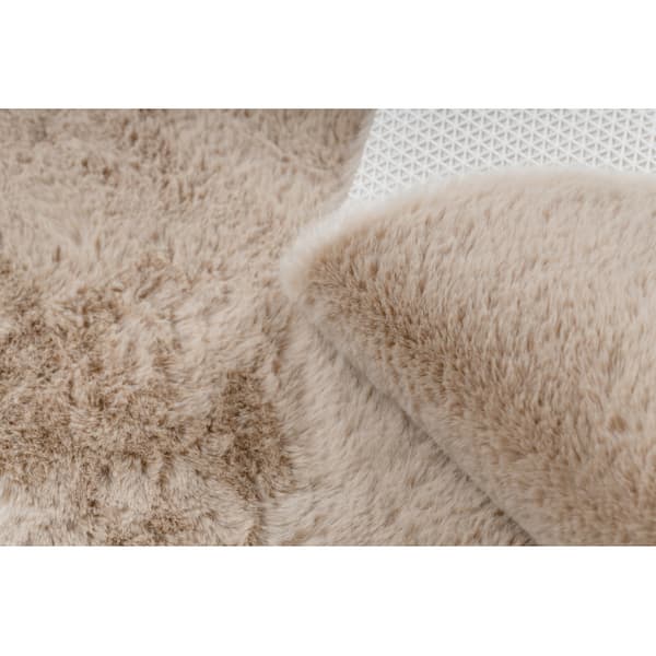 Modern tvättmatta SHAPE 3150 Fjäril shaggy - beige plysch, halkskydd , 80x80 cm