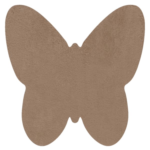 Modern tvättmatta SHAPE 3150 Fjäril shaggy - beige plysch, halkskydd , 80x80 cm