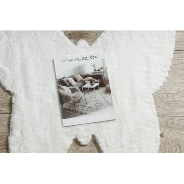 Moderne vask tæppe SHAPE 3150 Sommerfugl shaggy - elfenben plys, anti-slip , 80x80 cm