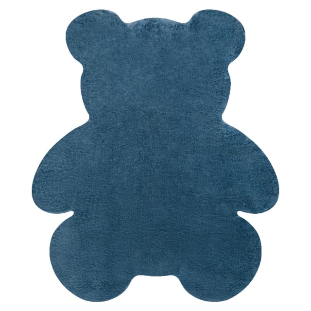 Modern tvättmatta SHAPE 3146 nallebjörn shaggy - blå plysch, halkskydd , 80x96 cm