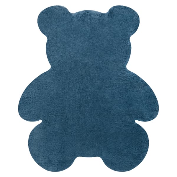 Moderni pesu matto SHAPE 3146 Nalle shaggy - sininen muhkea liukastumisenesto, 80x96 cm