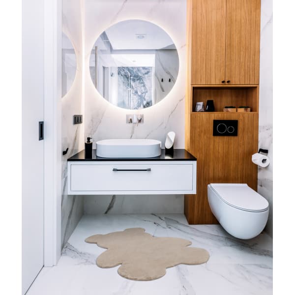 Modern tvättmatta SHAPE 3146 nallebjörn shaggy - beige plysch, halkskydd , 80x96 cm