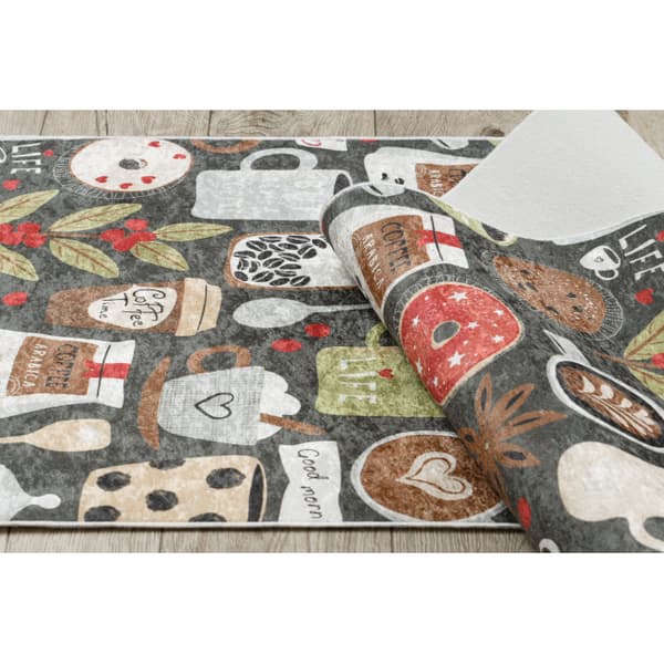 ANDRE 1297 tæppe skal vaskes Kop, kaffe, køkken, skridsikker - brun, 80x200 cm