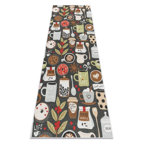 ANDRE 1297 tæppe skal vaskes Kop, kaffe, køkken, skridsikker - brun, 80x200 cm