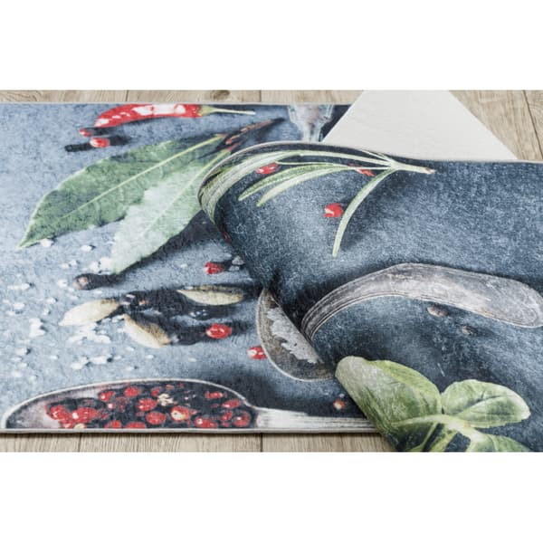 ANDRE 1151 matto Lusikat, keittiö, liukumaton - sininen, 80x200 cm