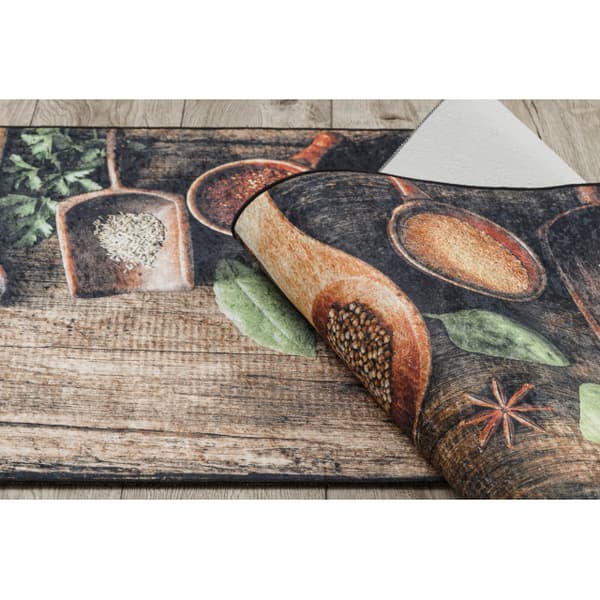 ANDRE 1156 tvättmatta Kryddor, kök, halkskydd - beige, 80x200 cm