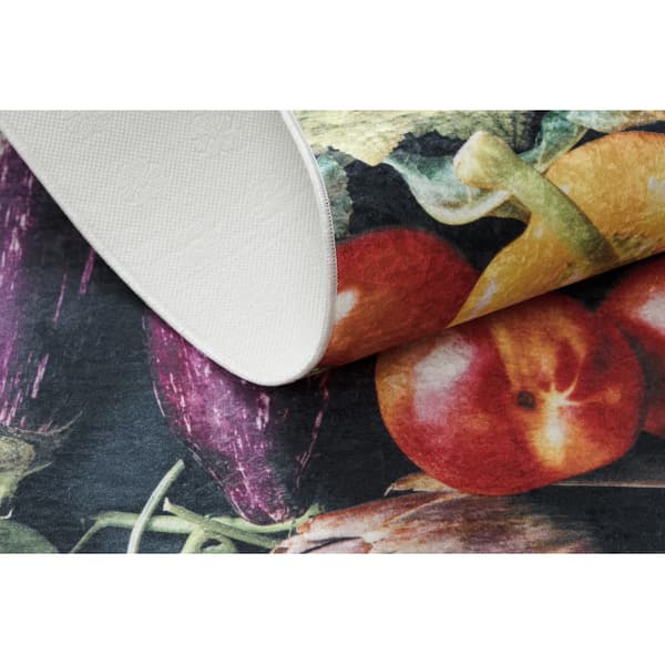 ANDRE 1711 tæppe skal vaskes Frugt og grønt, køkken, skridsikker - grøn, 80x200 cm