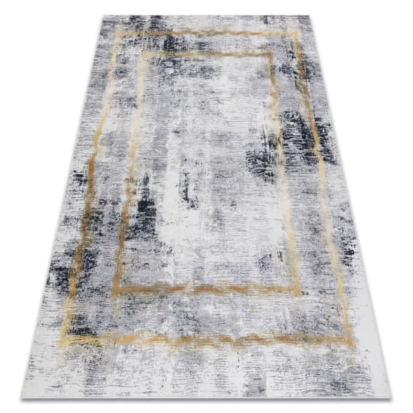 ANDRE 1065 tvättmatta Ram vintage halkskydd - grå / guld, 80x150 cm