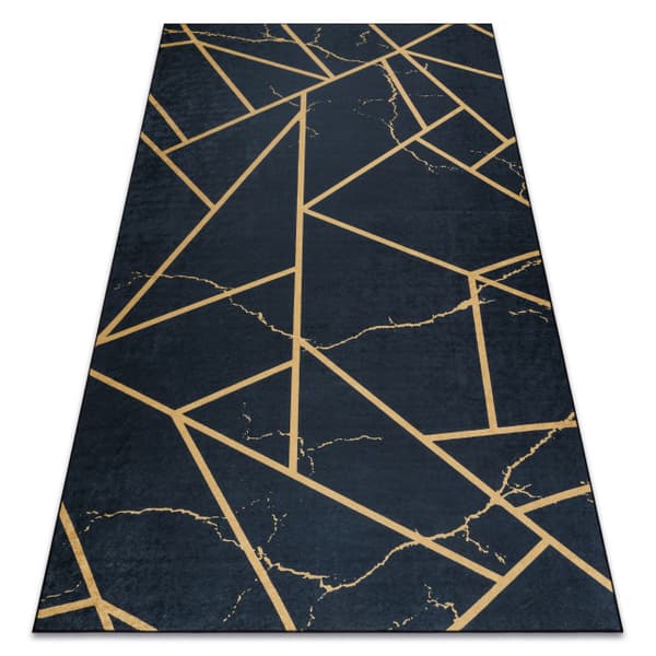 ANDRE 1222 tæppe skal vaskes Marmor, geometrisk skridsikker - sort, 120x170 cm