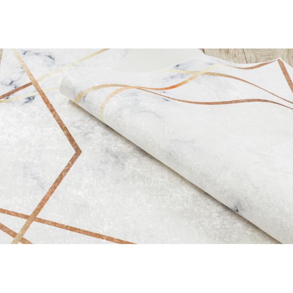 ANDRE 1220 tvättmatta Marble, geometrisk halkskydd - vit, 120x170 cm