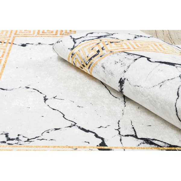 ANDRE 1126 tvättmatta Marble, greek metrisk halkskydd - vit / guld, 160x220 cm