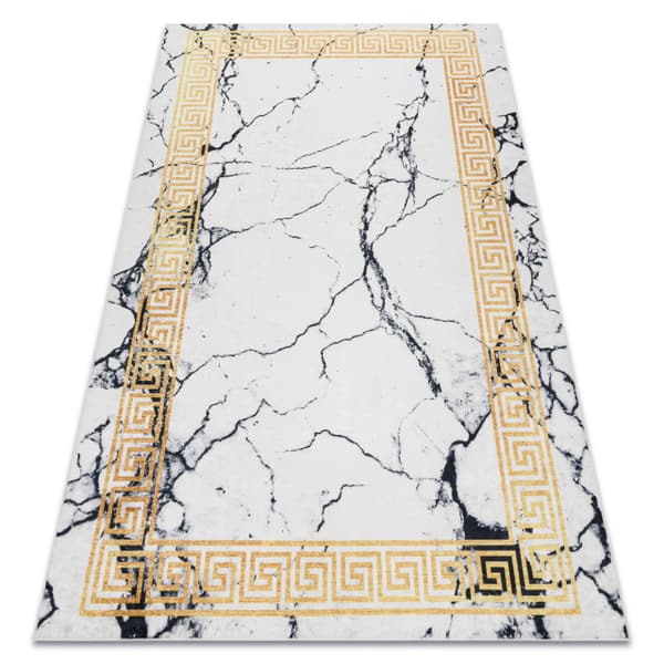 ANDRE 1126 tvättmatta Marble, greek metrisk halkskydd - vit / guld, 160x220 cm
