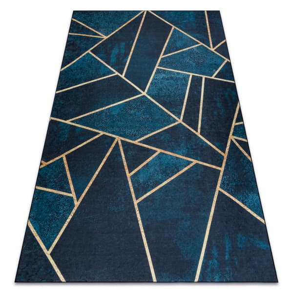ANDRE 1173 matto mosaiikki, geometrinen liukumaton - turkoosi / kulta, 160x220 cm