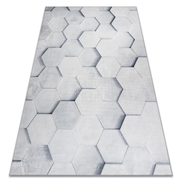 ANDRE 1180 tvättmatta Honeycomb, hexagon 3D halkskydd - grå, 120x170 cm