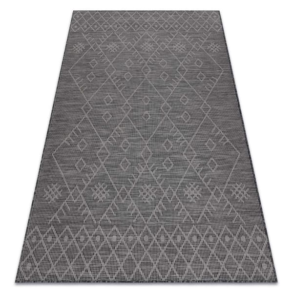 Matta SISAL PATIO 3077 Boho Platta vävda - svart, 155x220 cm