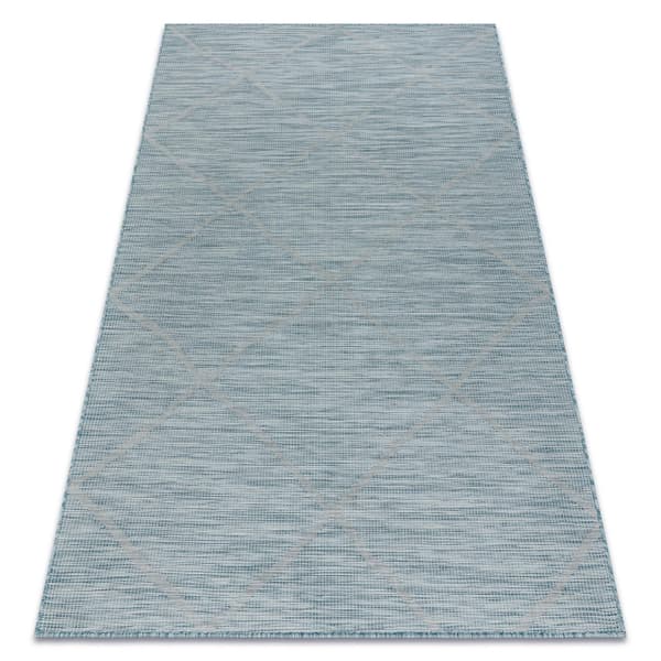 Matta SISAL PATIO 3075 Ruter Platta vävda - aqua blå , 117x170 cm