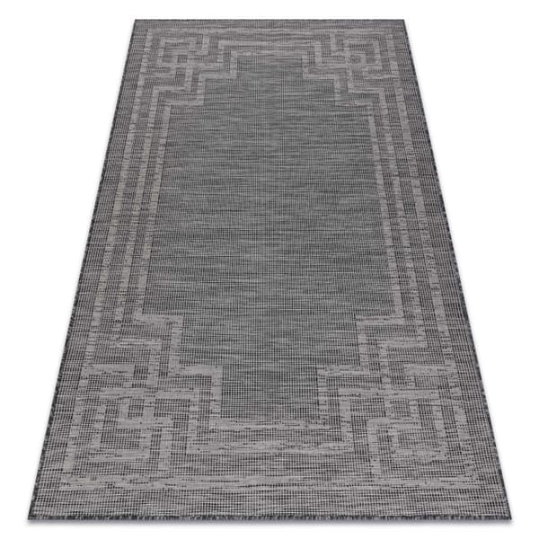Matta SISAL PATIO 3071 Greek frame Platta vävda - svart, 175x270 cm