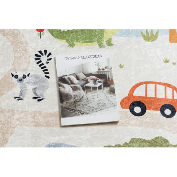 BAMBINO 1165 tvättmatta Zoo, för barn halkskydd - beige, 120x170 cm
