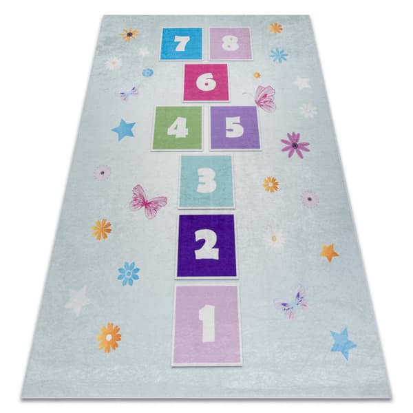 BAMBINO 1075 tvättmatta hopscotch, siffror, för barn halkskydd - grön, 80x150 cm