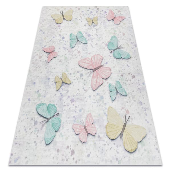 BAMBINO 1610 matto Perhosia lapsille liukumaton - kerma, 160x220 cm