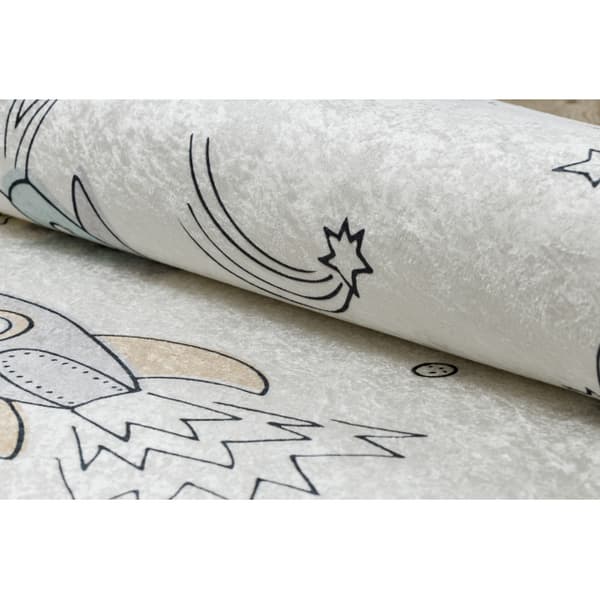 BAMBINO 1278 matto Avaruusraketti tilaa lapsille liukumaton - kerma, 140x190 cm