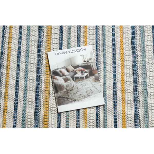 Sisaltæppe SISAL COOPER Strimler, Etno 22237 ecru / marineblå blå, 160x220 cm