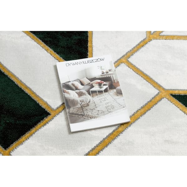 Exklusiv EMERALD Matta 1015 glamour, snygg marble, geometrisk flaska grön / guld, 240x330 cm