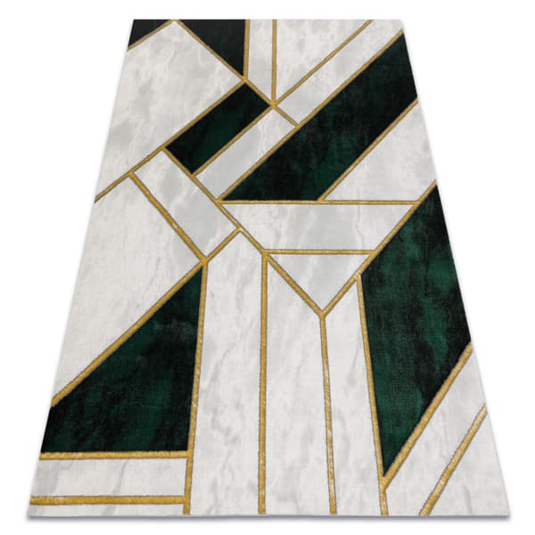 Exklusiv EMERALD Matta 1015 glamour, snygg marble, geometrisk flaska grön / guld, 240x330 cm