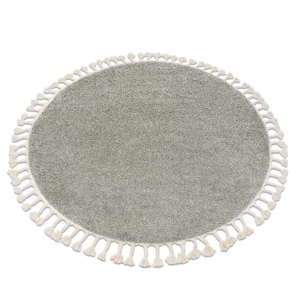 Tæppe BERBER 9000 hjul grøn kvaster berberi Marokkansk shaggy, cirkel 120 cm