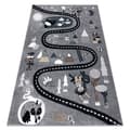 Miniatyrbild 1 av 5: Matta FUN Route för barn, gata, djur grå, 80x150 cm