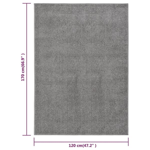 vidaXL Teppe med kort luv 120x170 cm grå